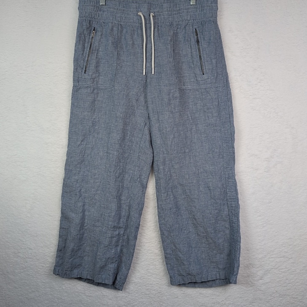 Athleta Cabo Linen Wide Leg Pant Women's 12 Chambray Blue